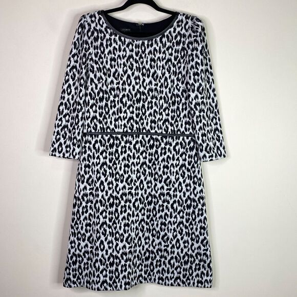 Talbots Refined Ponte Vegan Leather Trim Leopard Print Dress Women's Size 10 - Picture 9 of 9